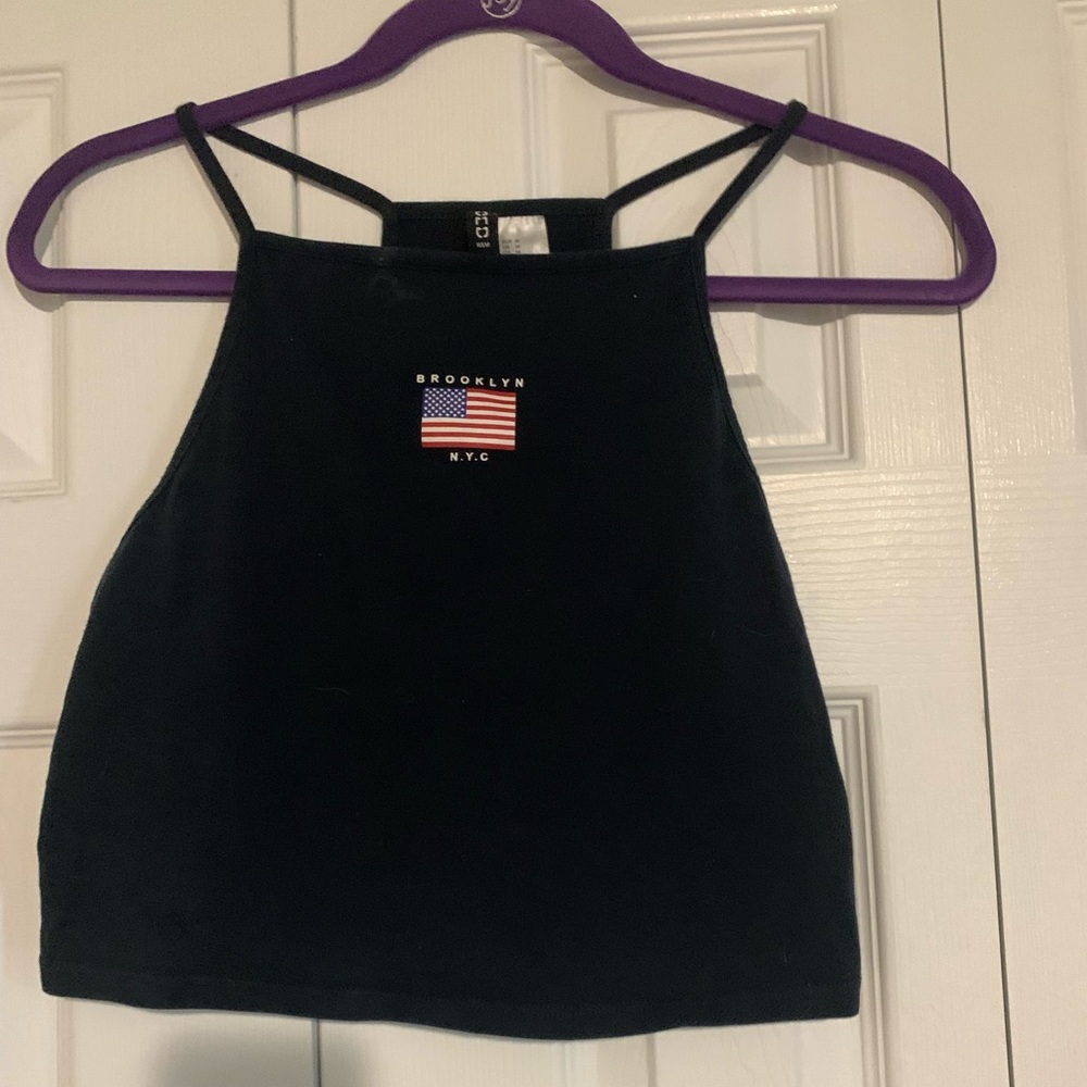 Black Divided Brooklyn NYC cropped tank